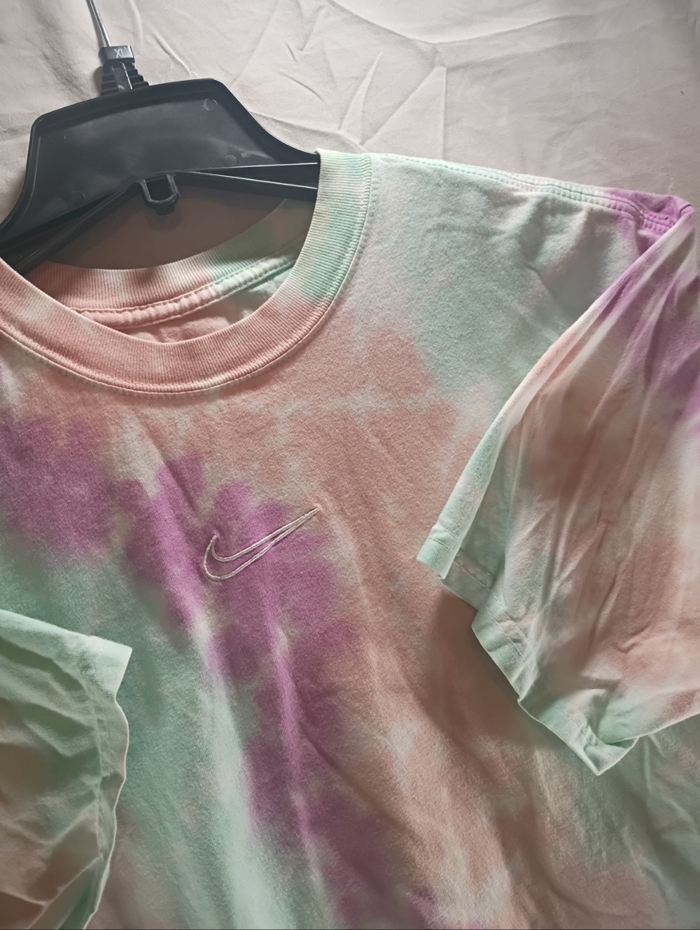 Womens Nike Pink and Lavender Tie-Dye Swoosh Tee Size Small